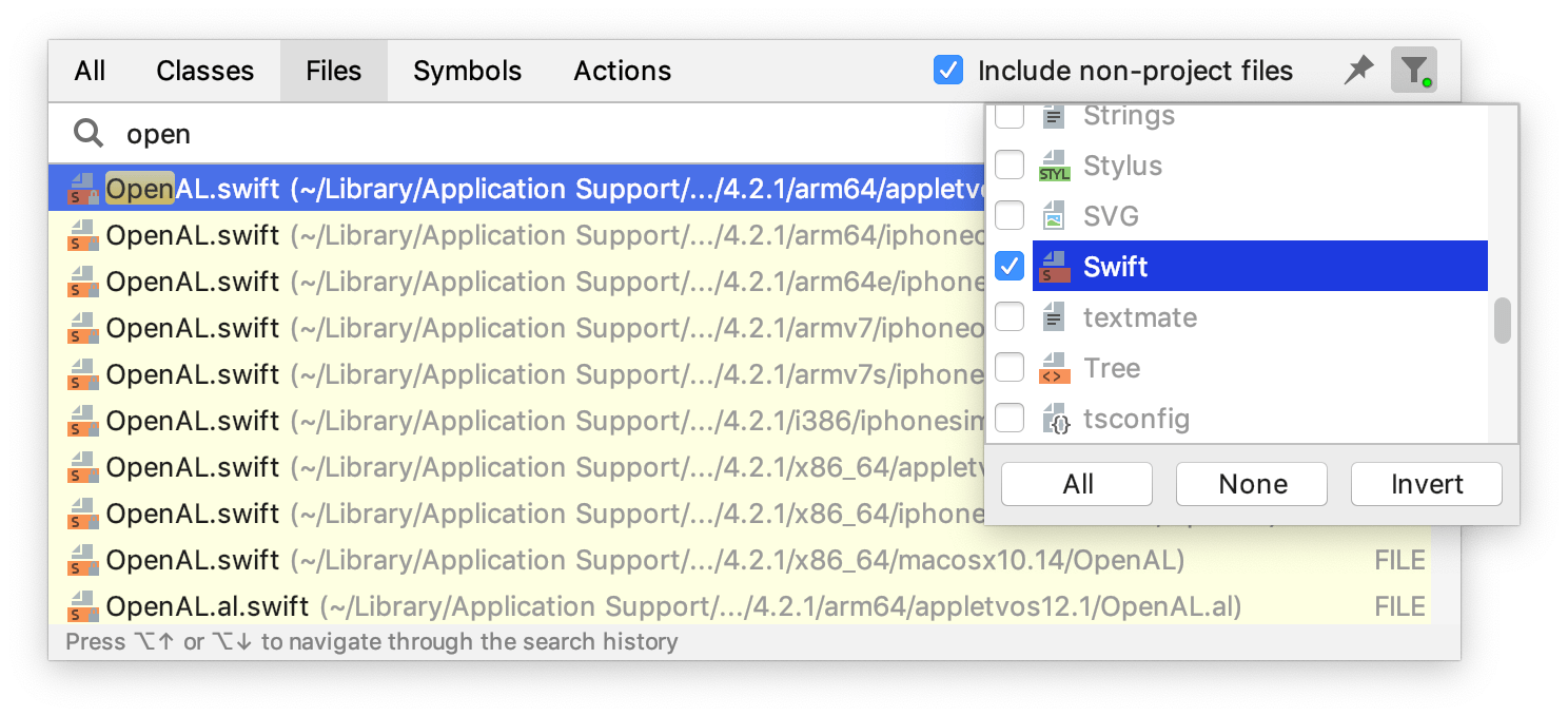 Exclude file types from search Exclude file types from search