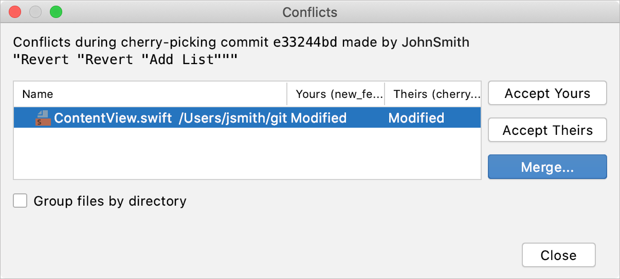 AppCode: VCS operation conflicts dialog AppCode: VCS operation conflicts dialog