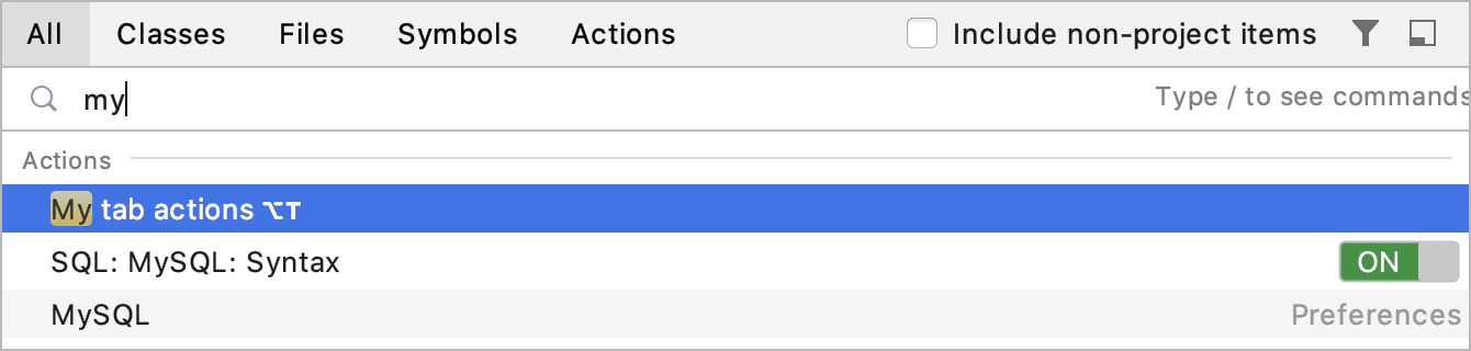 The search everywhere window The search everywhere window