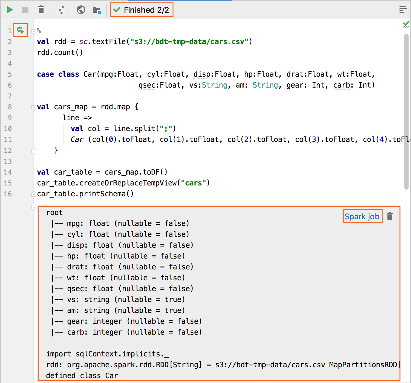 Executing code paragraph has been successfully finished Executing code paragraph has been successfully finished