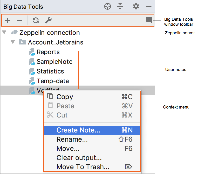 Big Data Tools window Big Data Tools window