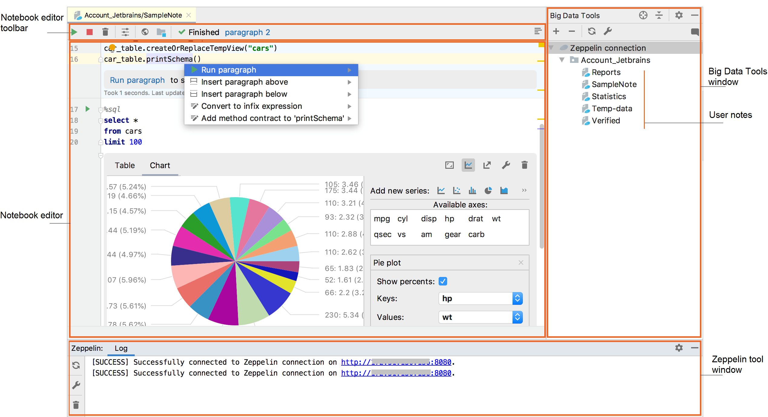 Big data tools UI overview Big data tools UI overview