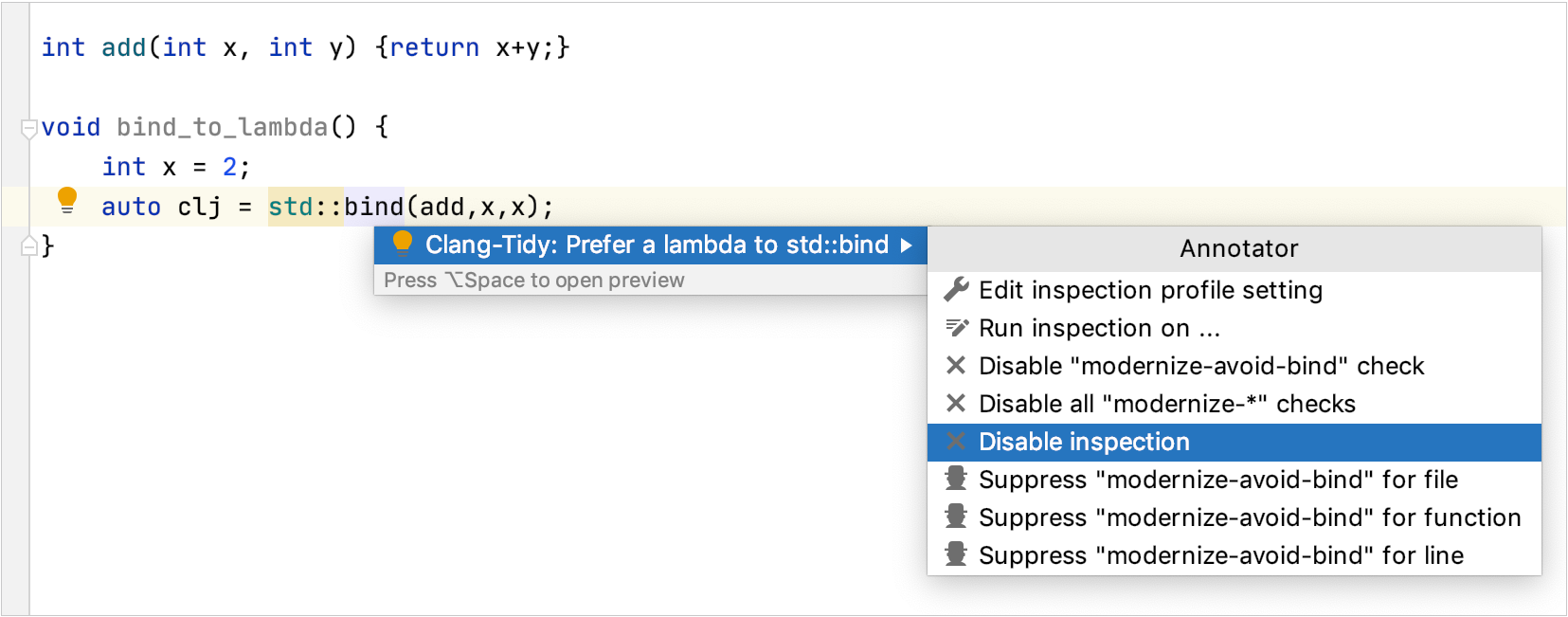 Configuring checks from the context menu Configuring checks from the context menu