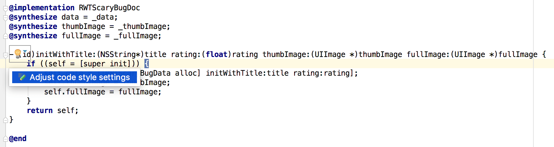 Example: intention action on Objective-C Example: intention action on Objective-C