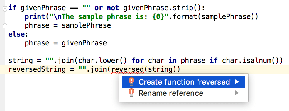 Example: intention action on Python Example: intention action on Python