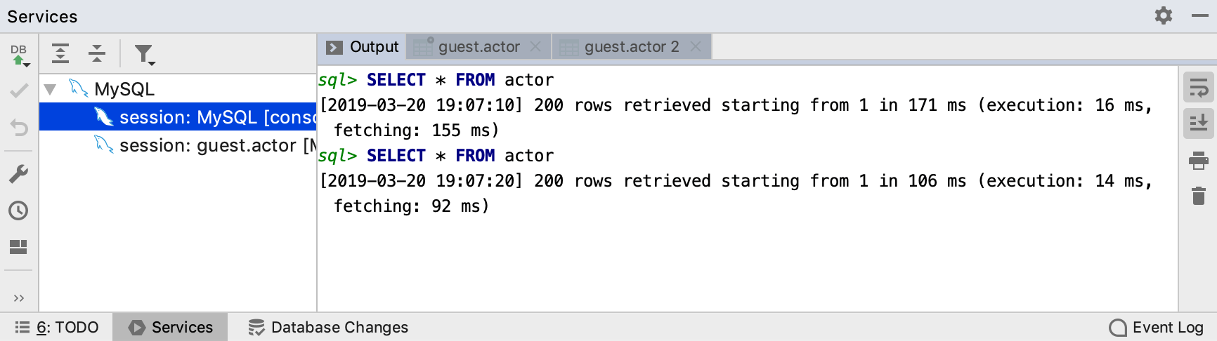 View query log View query log