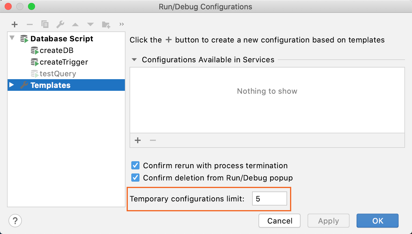 Change a limit for run configurations Change a limit for run configurations