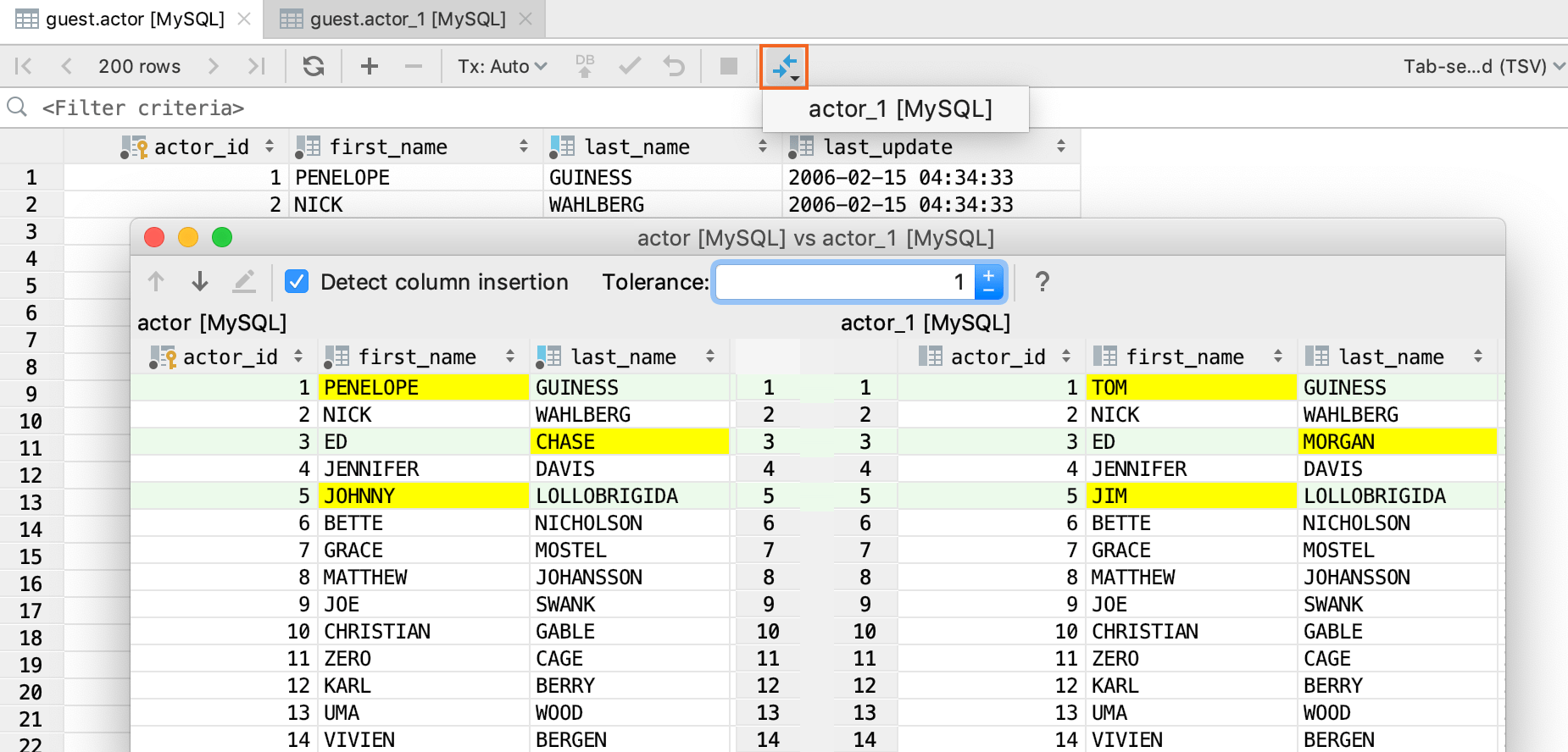 datagrip not showing tables