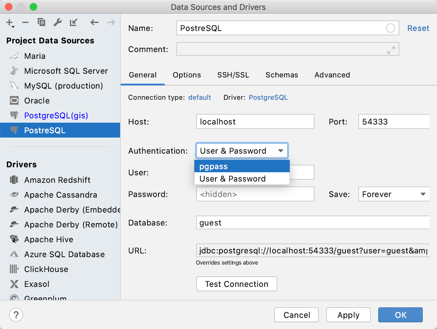 Using the pgpass file Using the pgpass file