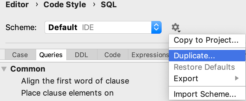 Create a code style for SQL Create a code style for SQL