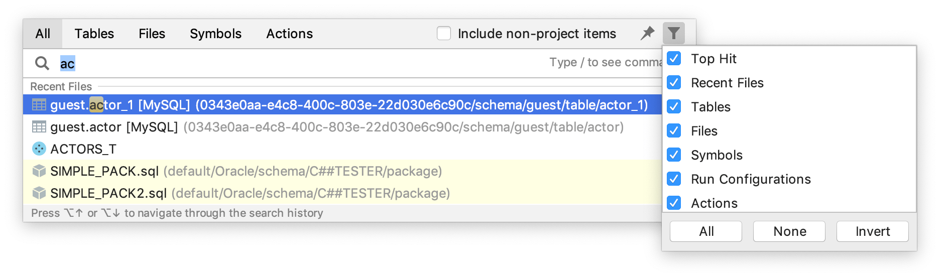 Exclude file types from search Exclude file types from search