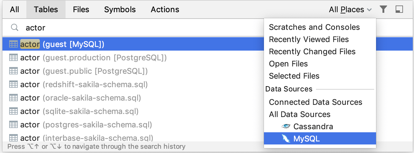 Filter search results by a data source Filter search results by a data source