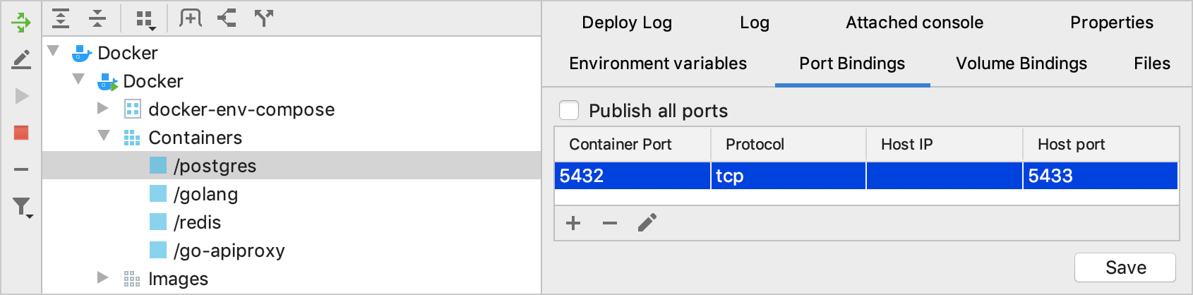 The Volume Bindings tab The Volume Bindings tab