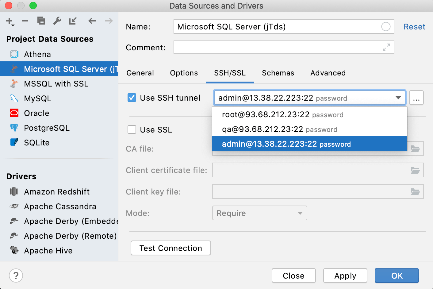 Sharing of SSH connection settings Sharing of SSH connection settings