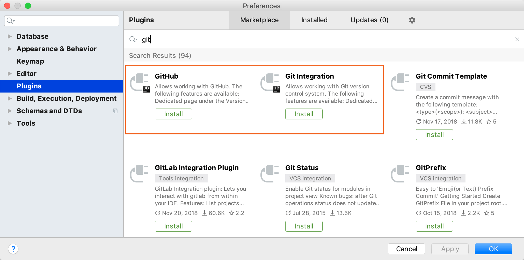 Install Git Integration and GitHub plugins Install Git Integration and GitHub plugins