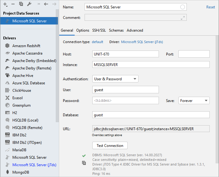 Connect by using SQL Server authentication