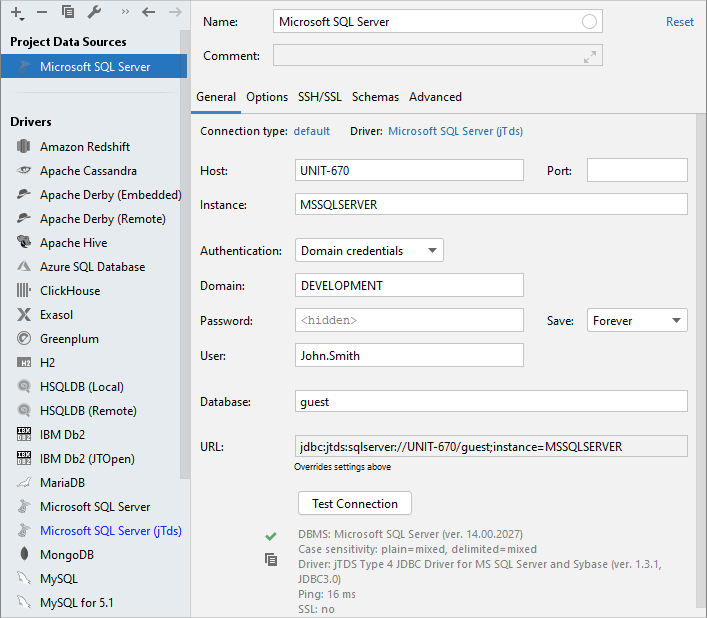 Connect by using SQL Server authentication