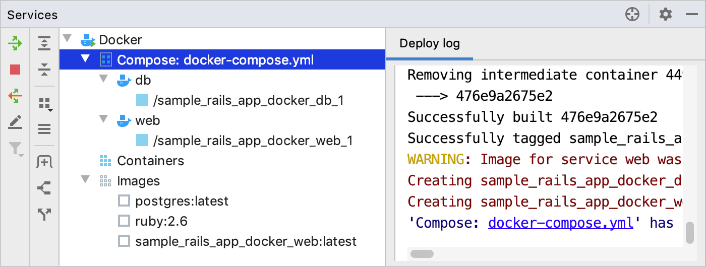 Docker tool window: Compose