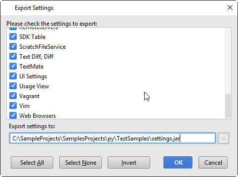 export settings export settings