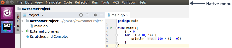 Linux native menu enabled for the IDE Linux native menu enabled for the IDE