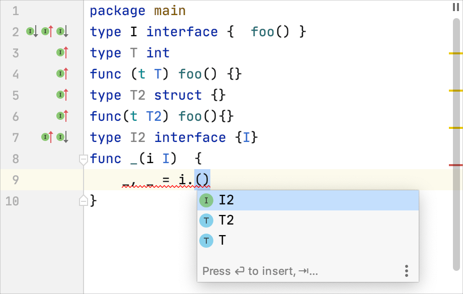 Code completion: compatible types in assertions and type switch cases in the SmartType completion Code completion: compatible types in assertions and type switch cases in the SmartType completion