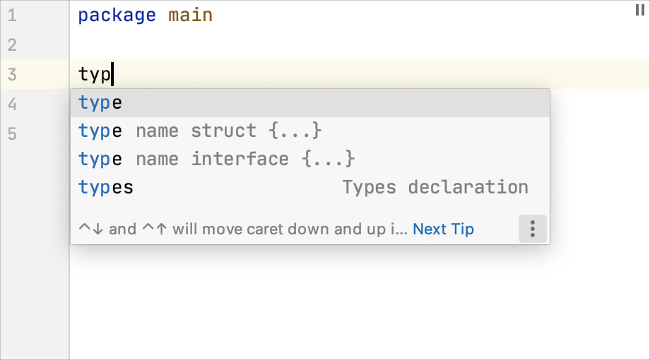Code completion: for interfaces and structs Code completion: for interfaces and structs