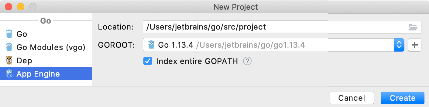 Create a project with App Engine integration Create a project with App Engine integration