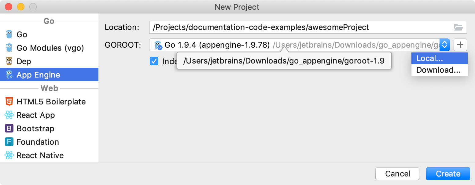 Create an App Engine with the Go 1.9 runtime Create an App Engine with the Go 1.9 runtime