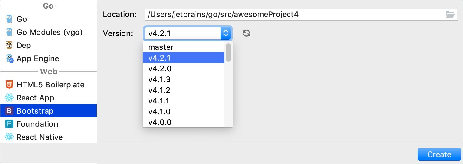 Create a Bootstrap project Create a Bootstrap project