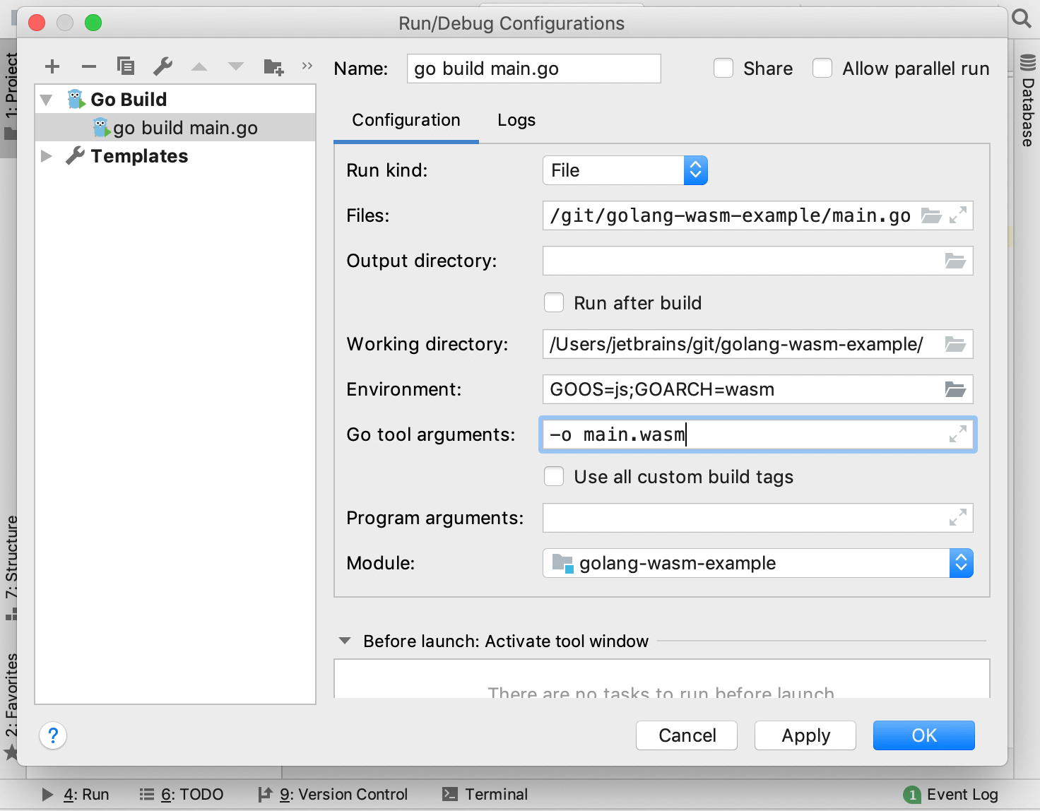 Jetbrains golang