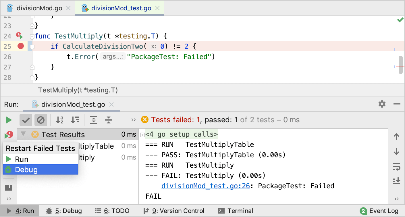 Debug failed tests Debug failed tests