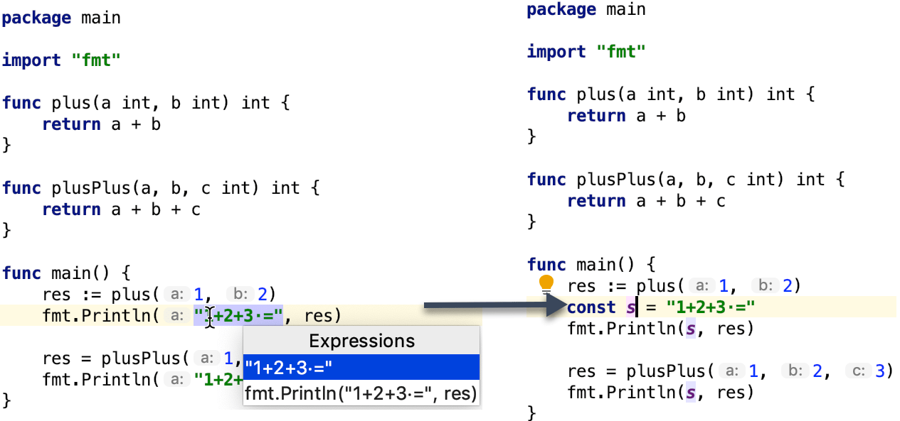 Example of the extract a constant refactoring Example of the extract a constant refactoring