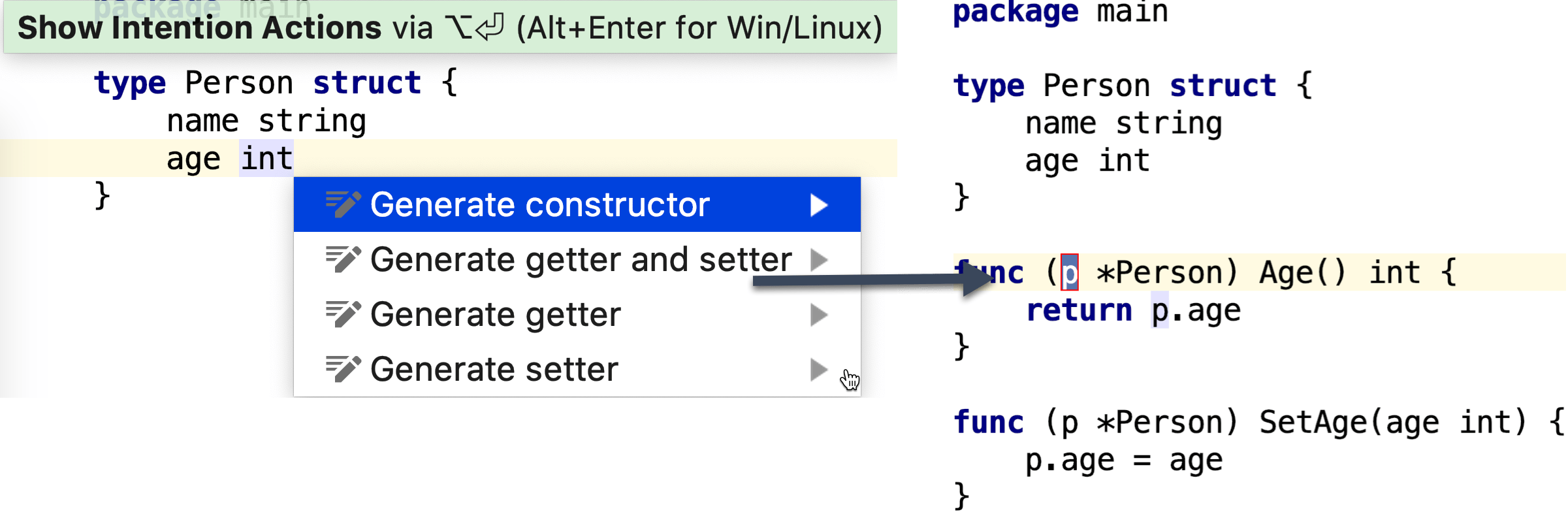Generate getter and setter Generate getter and setter