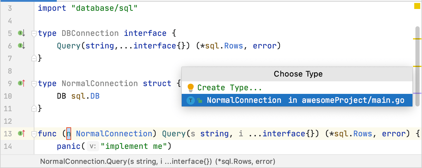 Refactorings: Implement Methods allows you to specify parameters omitted in the interface definition Refactorings: Implement Methods allows you to specify parameters omitted in the interface definition