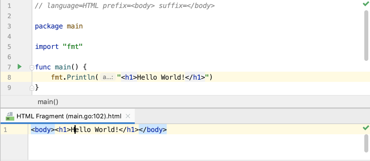 Using prefixes and suffixes in language injection Using prefixes and suffixes in language injection