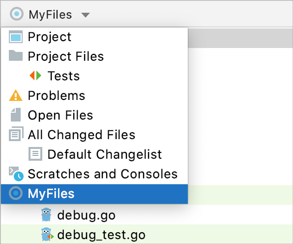The new scope shown in the Project tool window The new scope shown in the Project tool window