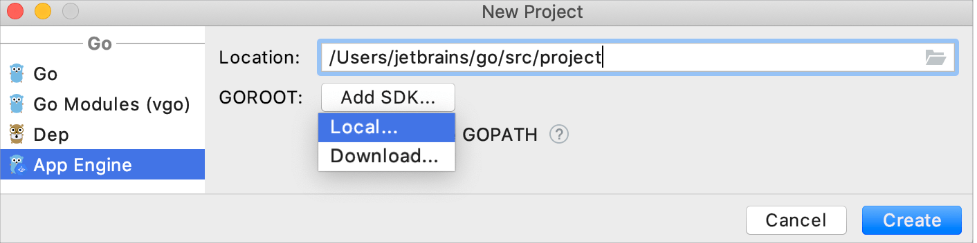 Select a local copy of Go SDK Select a local copy of Go SDK