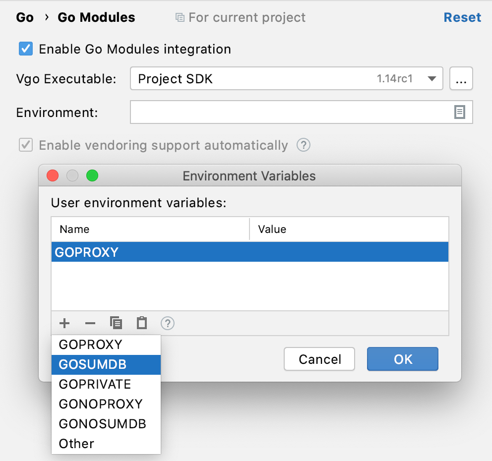 Set environment variables from GoLand settings Set environment variables from GoLand settings