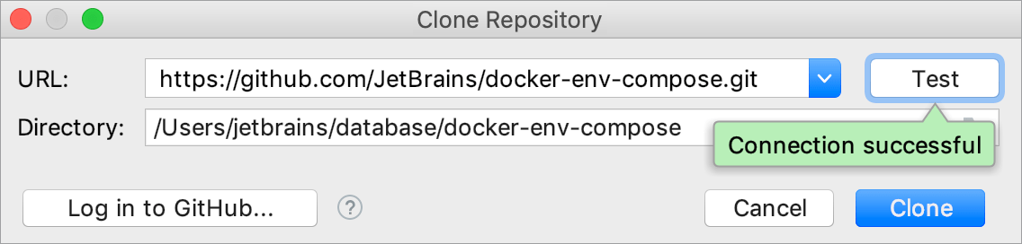 The Clone repository dialog The Clone repository dialog