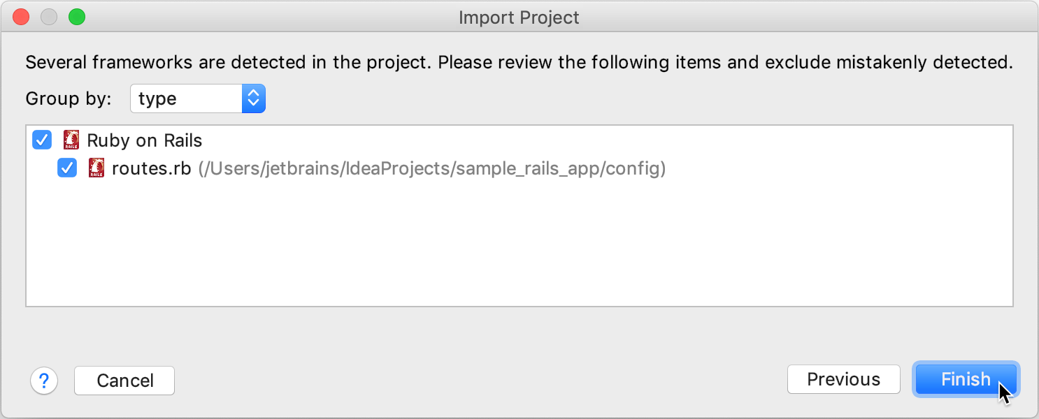 Import Project wizard
