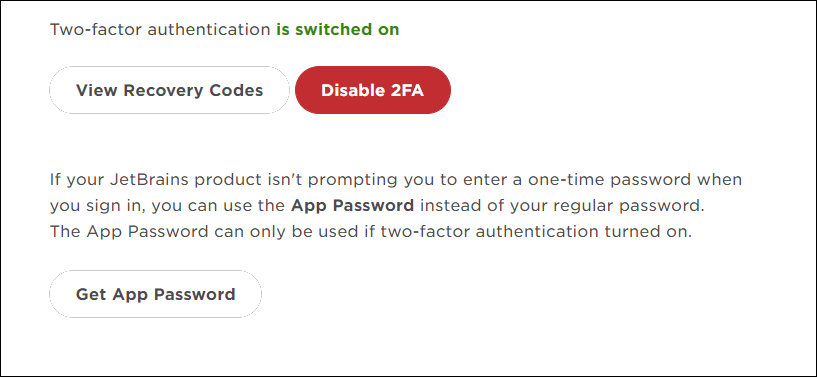 JetBrains Account with 2-factor authentication