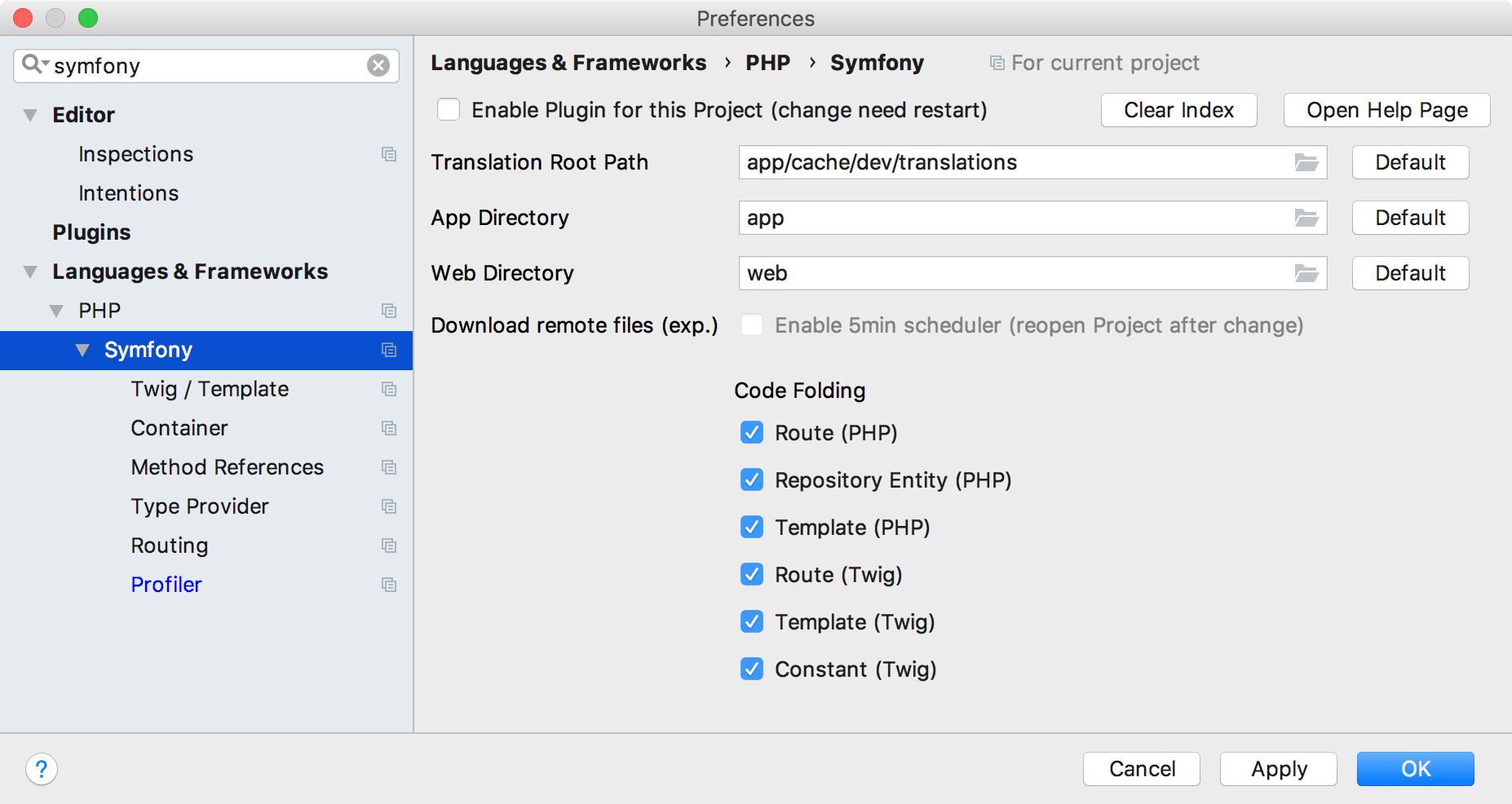 Symfony general settings Symfony general settings