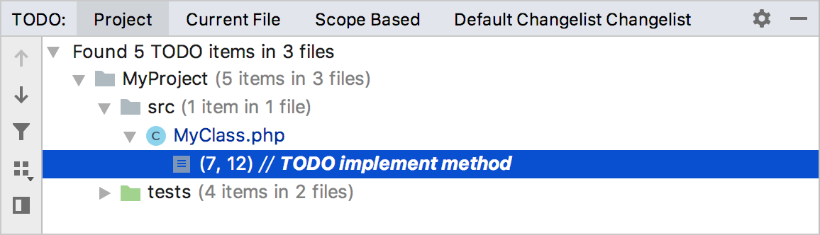 The TODO tool window The TODO tool window