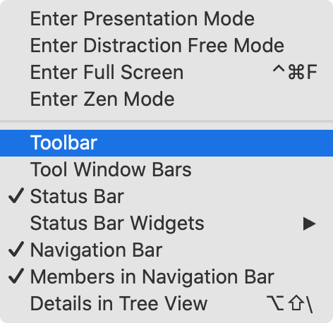 The View | Appearance menu The View | Appearance menu