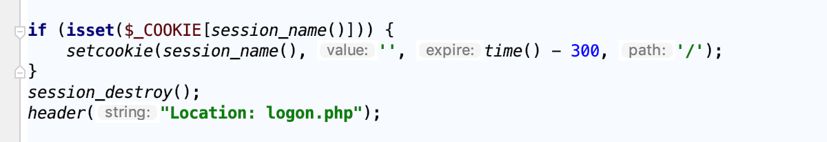 Parameter hints Parameter hints