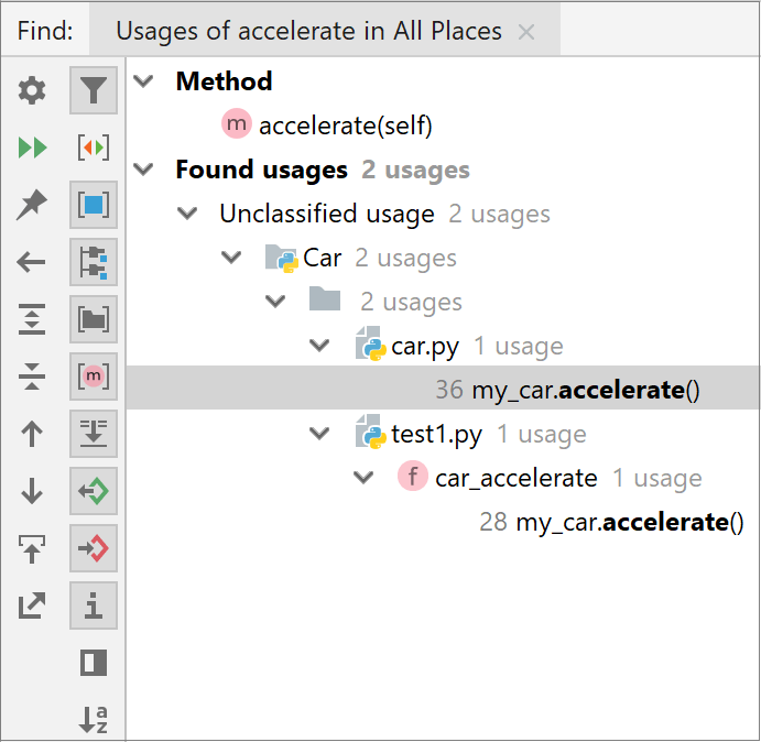 使用箇所の検索 Find usages