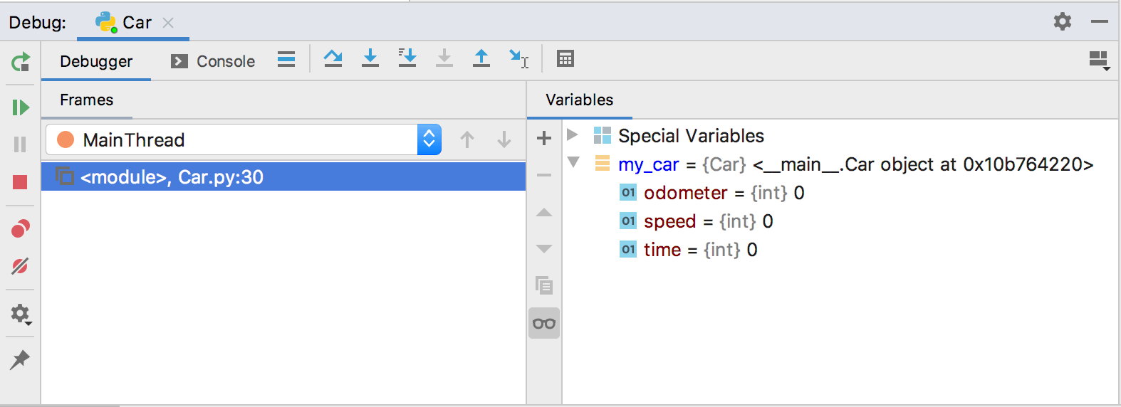 Debugger tab Debugger tab