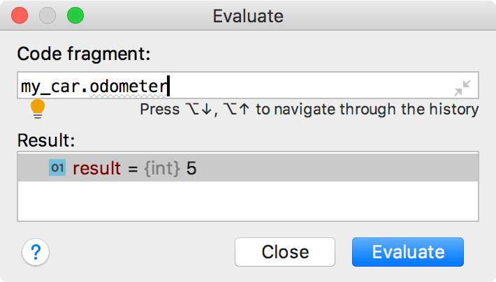 Evaluate dialog Evaluate dialog
