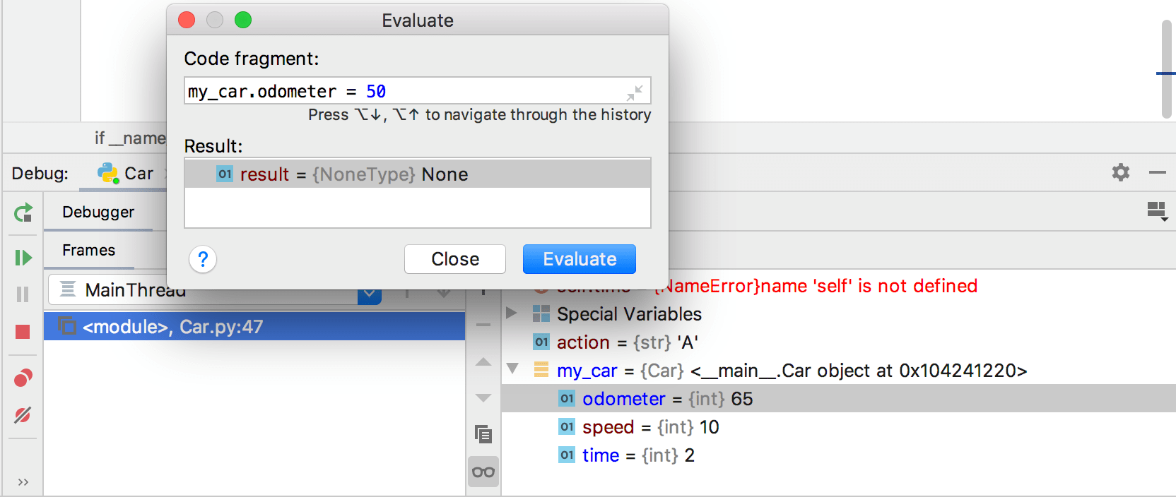 Evaluate expression: target value Evaluate expression: target value