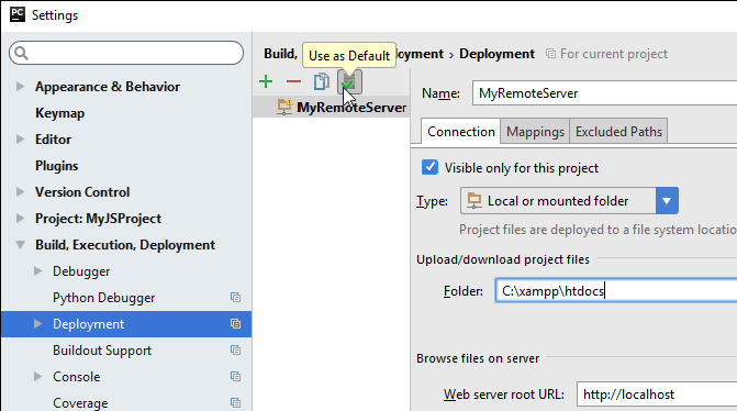 Set a server as default Set a server as default